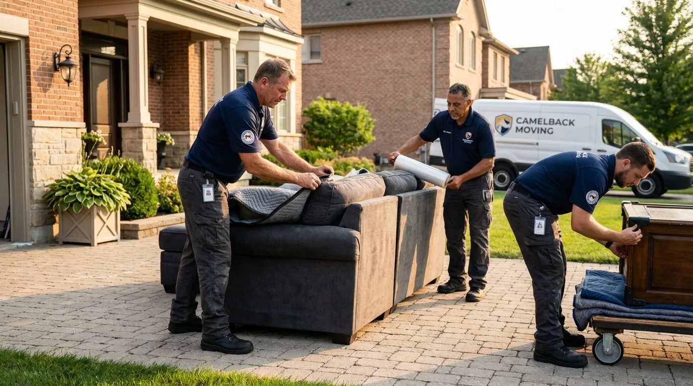 Large estate moving crew wrapping furniture in Issaquah, WA